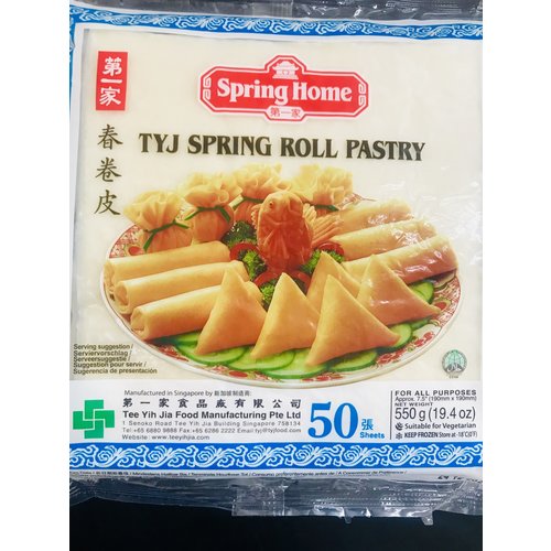 Spring Home TYJ Spring Roll Pastry 7.5" (50 Sheets) 550g (Frozen)  PLEASE CHOOSE A.M. DELIVERY ONLY