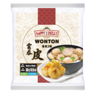 Happy Belly Wonton Skin 300g (Size approx 9cm x 9cm)  (Frozen)  PLEASE CHOOSE A.M. DELIVERY ONLY