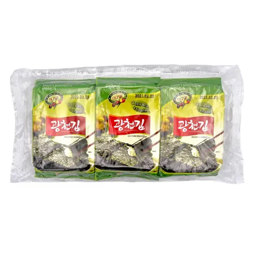 Kwangcheon Seasoned Seaweed Olive Oil &Green Tea (5g x 3) 15g