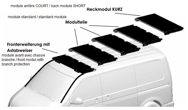 Support de toit pour phares additionnels à LED pour VW T5 - T6.1 Calif -  GTV-VAN