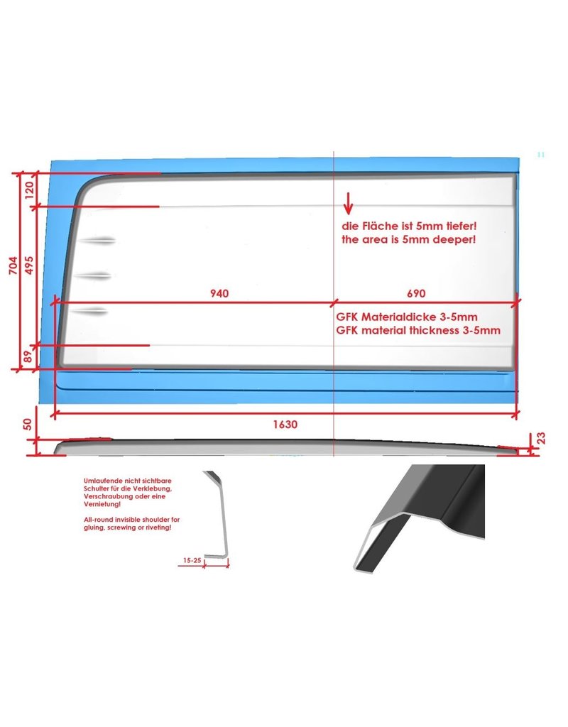 2x Sprinter 906/907 / VW Crafter 2006-2017 widening jaws / ears / Longsleeper for cross sleeping