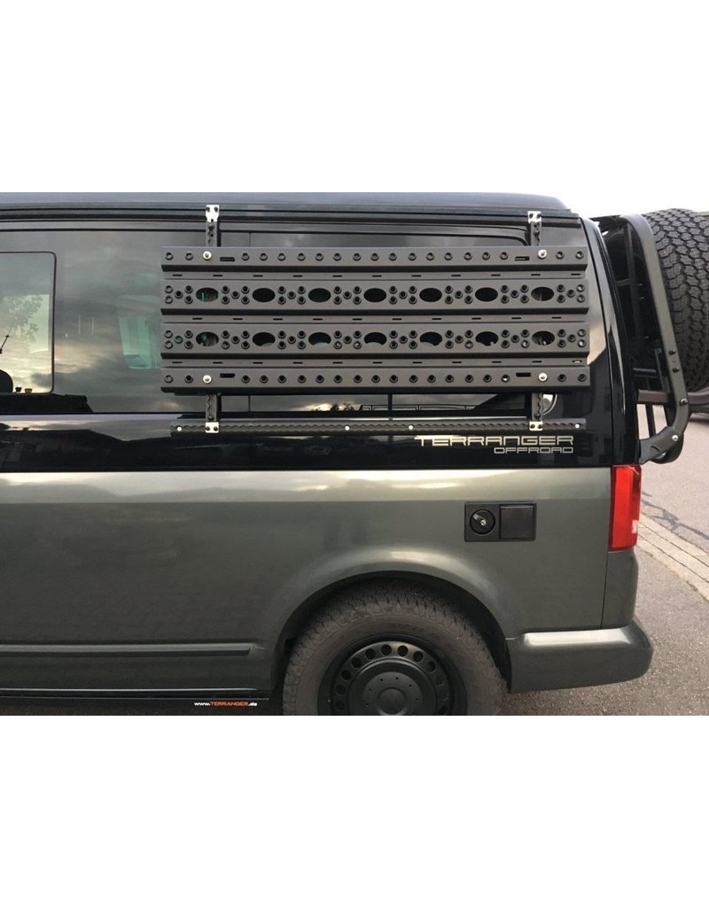 Lateral airline rail lashing system for VW California T5 / T6, left side in front of the rear left window