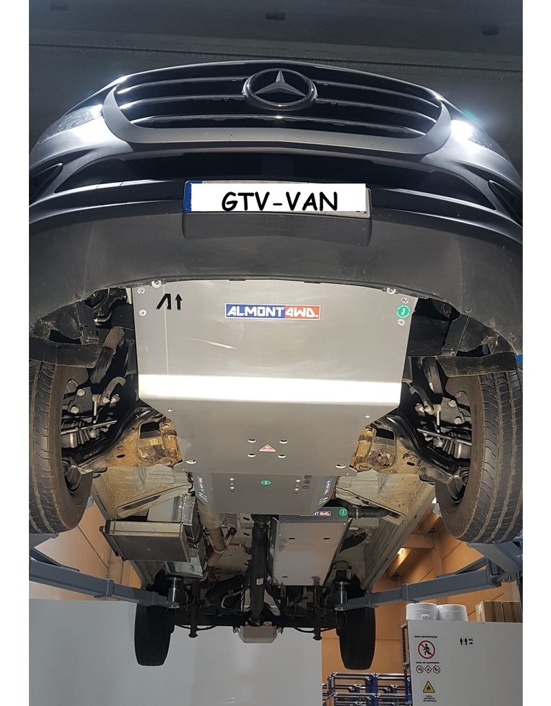 8 mm Aluminium Ski de protection avant pour Mercedes Benz Sprinter 4x4 907  2018+ pour moteur, radiateur, différentiel avant et boîtier de direction