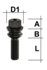 schwarze Radschraube M14x1,5  L=42 mm SW 19 (zum Beispiel für VW T6.1)