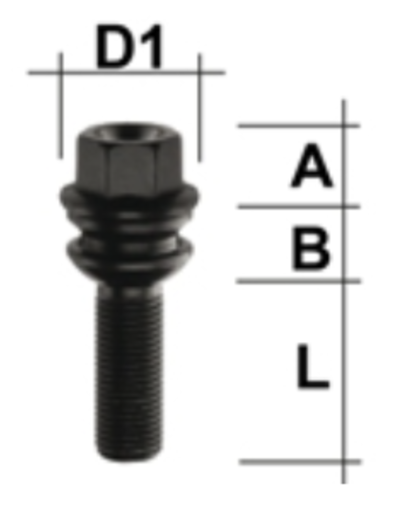 black wheel screw M14x1,5  L=42 mm SW 19 (for example for VW T6.1)