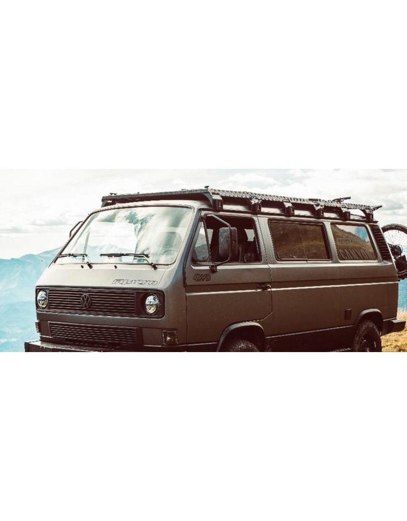 GTV-GMB VW T3 modular roof rack system for DOKA=crew cabin (2 modules) - complete kit black powder coated or natural aluminum 