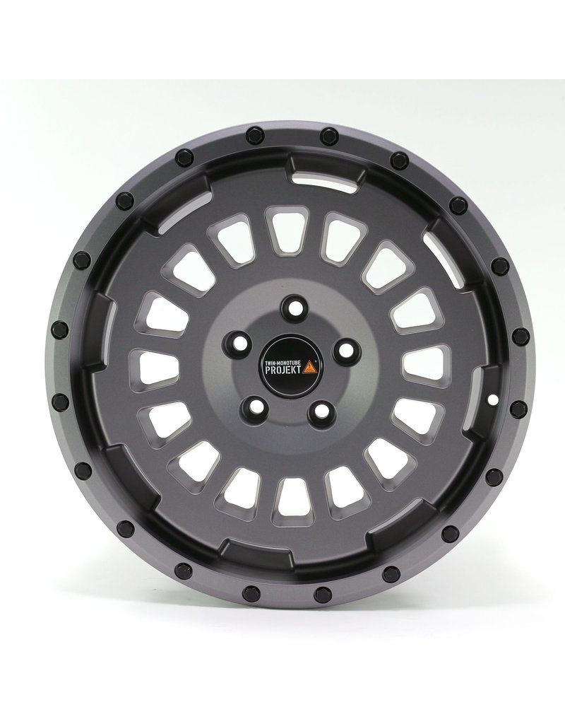 TWIN-MONOTUBE-PROJECT-AT-HD (All terrain-heavy duty), 8.5X18 INCH ALUMINUM RIM IN GRANITE FOR Fiat Ducato 3 MAXI Version (250 ) + Peugeot Boxer + Citroen Jumper 