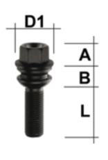 black wheel screw M14x1,5  L=53 mm SW 19 R14