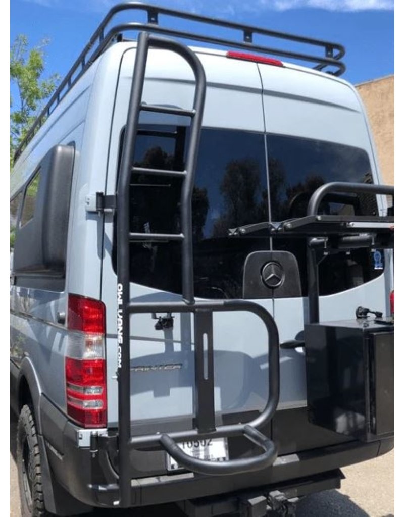 OWL VANS LADDER + TIRE (or BOX) CARRIER – FOR SPRINTER 906 with 270° doors (or with mod. for 180°)