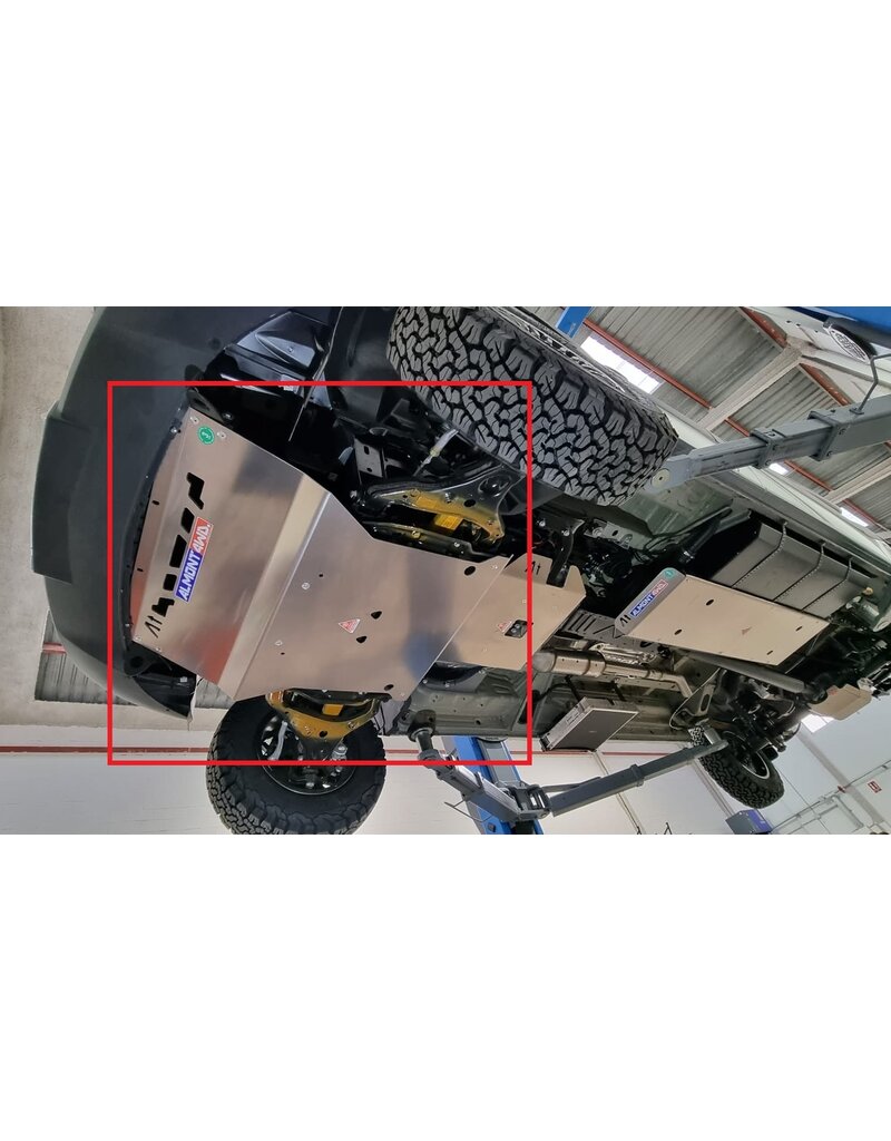Sprinter 907/VS30 4x4/AWD (2022+) 8 mm Aluminium Unterfahrschutz für Motor, Kühler, Frontdifferential und Lenkgetriebe + vordere Bergeösen