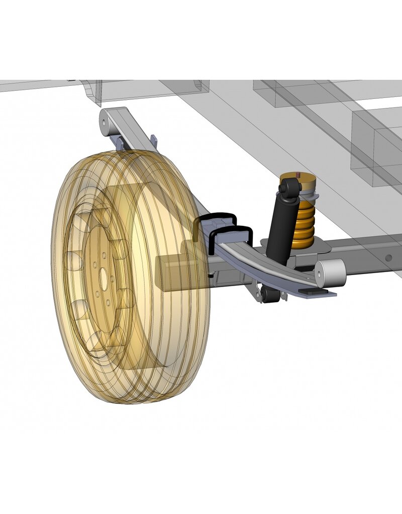 REAR SUSPENSION KIT WITH REINFORCED LEAF SPRINGS AND REINFORCED/EXTENDED SHOCK ABSORBERS / BODY LIFT KIT 3-5 CM for Mercedes Sprinter 907 2WD RWD single tyres, with factory single leaf springs