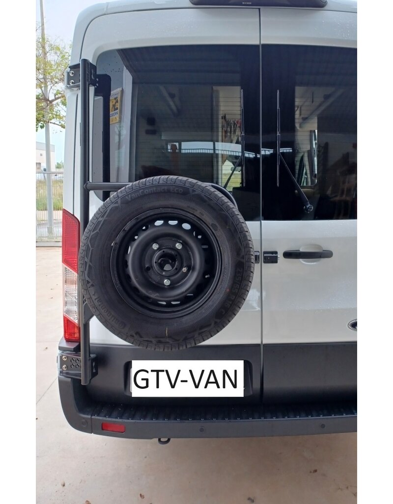 Adjustable Spare wheel carrier for FORD TRANSIT 2014+ with 180º hinges.