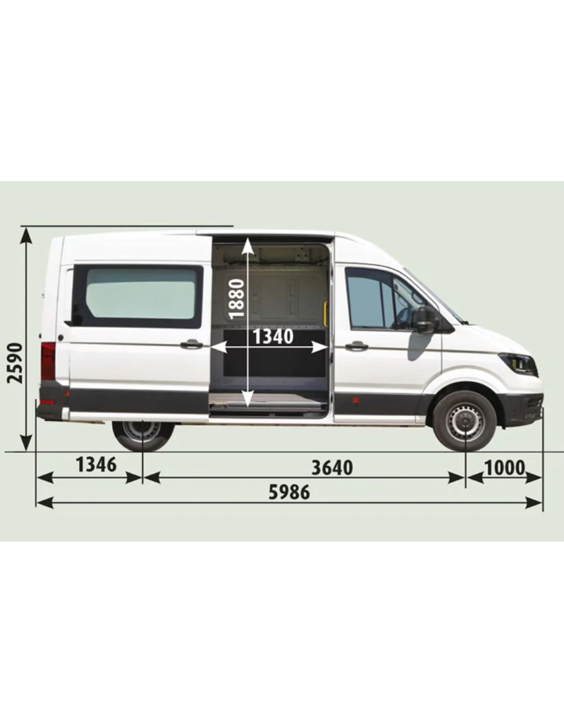 1x Joue/oreille d'élargissement gauche pour VW Crafter/MAN TGE 2017+ (L= 5986 mm, empattement 3640mm)