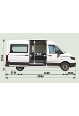 1x rechte aerodynamische Verbreiterungsbacke / Ohr zum Querschlafen für VW Crafter 2017+/MAN TGE (Länge = 5986 mm, Radstand 3640mm)