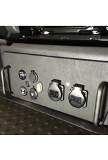 Electric block for establishing a landline power connection on the VW T5-T6.1 incl. charger