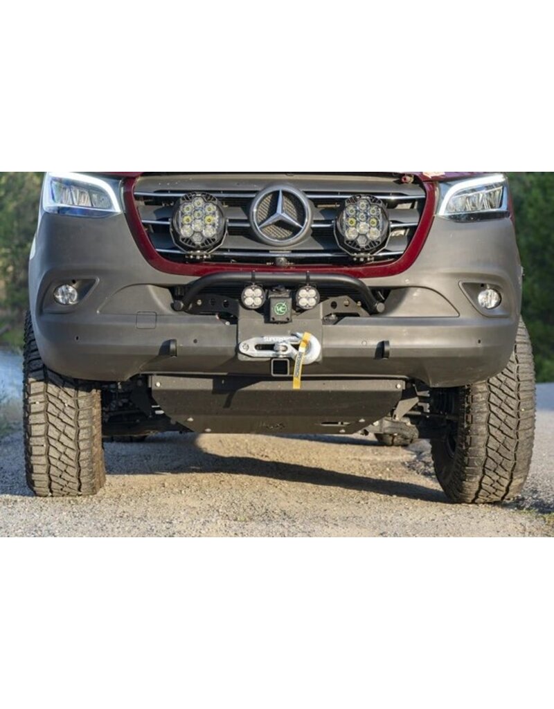 VAN COMPASS™ MERCEDES SPRINTER 907 (2019-2022 and AWD 2022+) WINCH MOUNT WITH BULLBAR AND TOW HOOKS