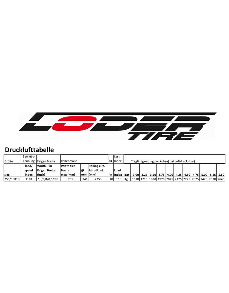 LODER Tire #AT1 255/55R18 - All-Terrain Versatility