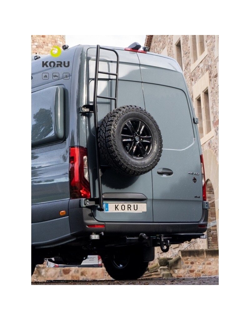 Adjustable Spare wheel carrier with ladder for Mercedes Sprinter 907/VS30 with 180º hinges