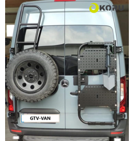 Adjustable Spare wheel carrier with ladder for Mercedes Sprinter 907/VS30 with 180º hinges