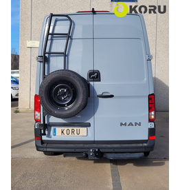 Adjustable Spare wheel carrier with ladder for VW CRafter 2017+/MAN TGE with 180º hinges