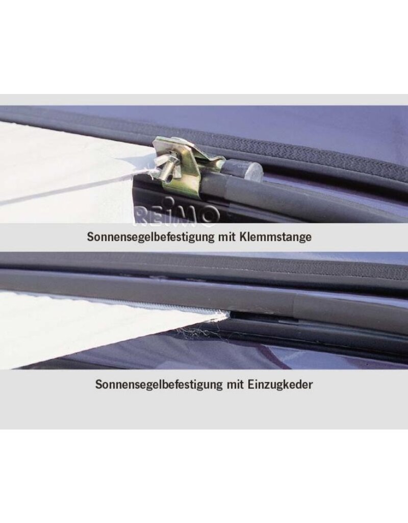 REIMO Multirail left/right side – rain gutter, awning and roof rack and awning attachment in one, for VW T4,T5, T6