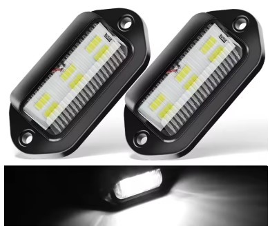 1 paire (2 pièces) d'éclairage de plaque d'immatriculation (6 LED, blanc, 12-24 V) à usage universel.