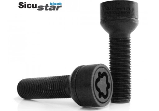 1 jeu de boulons antivol (4pc) noir de Sicustar M14x1,5 longueur : 40mm boule R14 SW 17