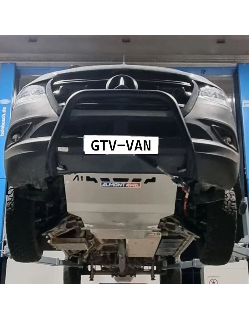 Sprinter 4x4 907/VS30  (2018 to 08/2022) 8 mm alu skidplate for engine, radiator, front differential and steering gear + front recovery hooks