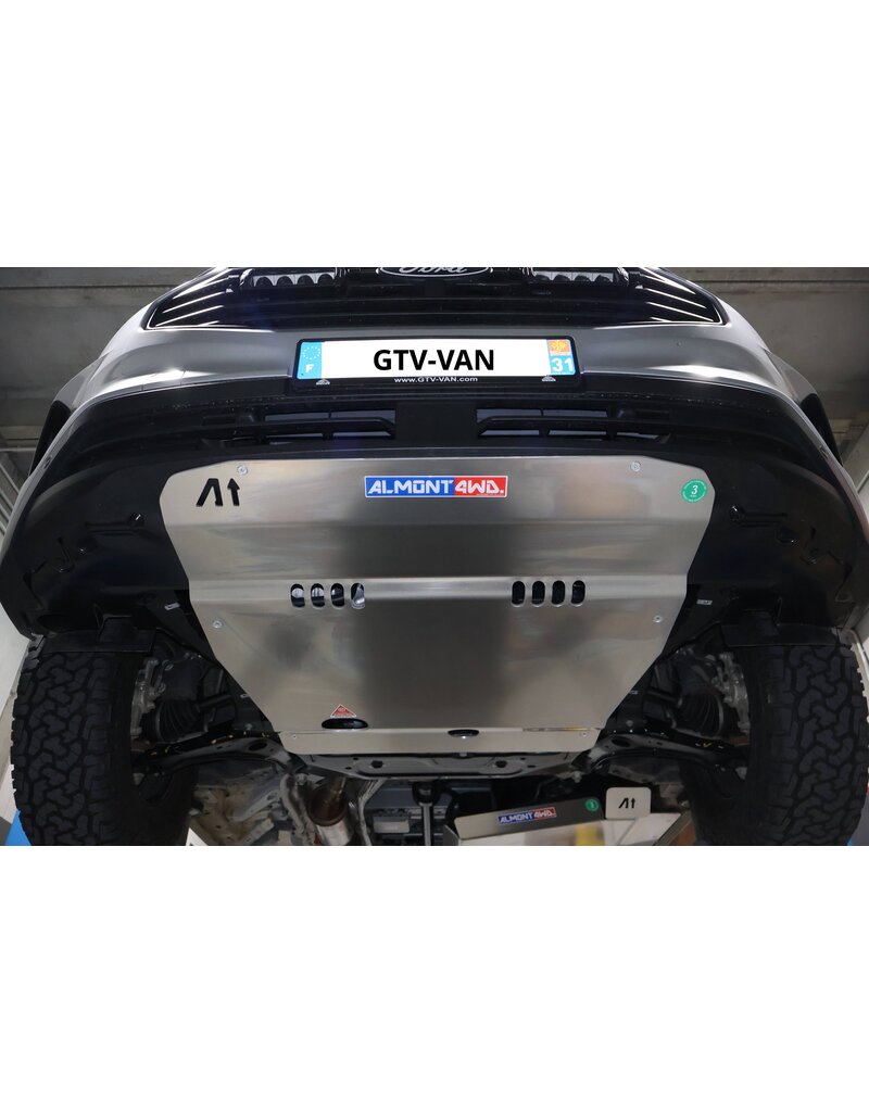 protection skid plate for engine and transmission, 6 mm aluminum for Ford Transit/Tourneo Custom V710 (NRN/NXN) and VW T7 (2025+)