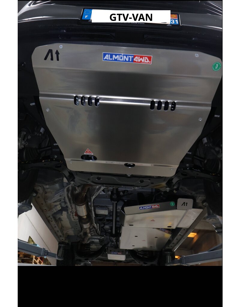 Plaque de protection /blindage moteur + boîte de vitesses, aluminium 6 mm pour Ford Transit/Tourneo Custom V710 (NRN/NXN) et VW T7 (2025+)
