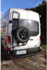 Adjustable Spare wheel carrier with ladder for FORD TRANSIT 2014+ with 180º hinges.