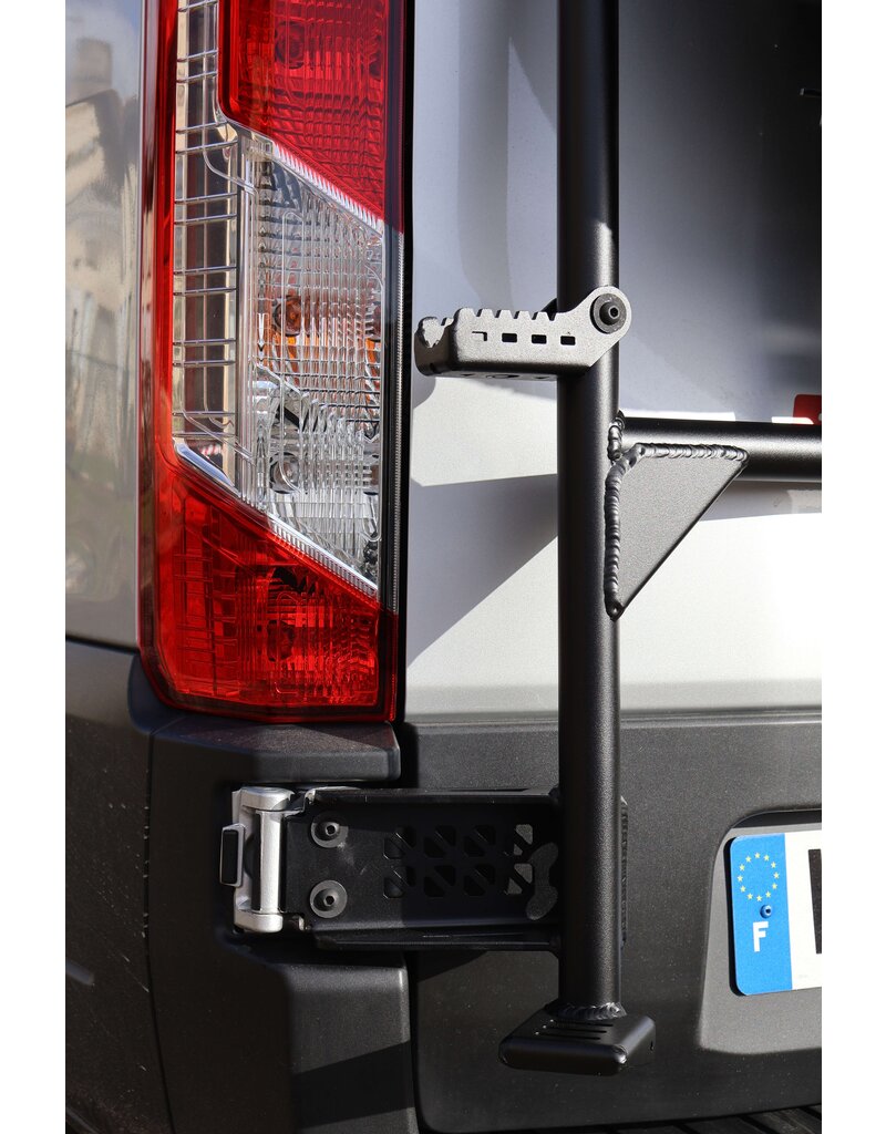 Adjustable Spare wheel carrier with ladder for FORD TRANSIT 2014+ with 180º hinges.