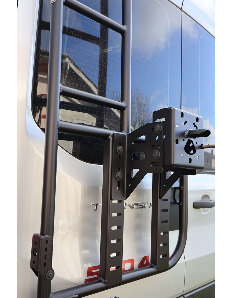 Adjustable Spare wheel carrier with ladder for FORD TRANSIT 2014+ with 180º hinges.