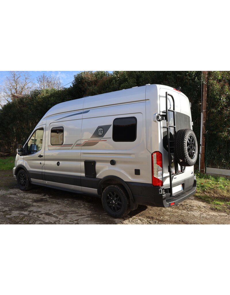 Adjustable Spare wheel carrier with ladder for FORD TRANSIT 2014+ with 180º hinges.