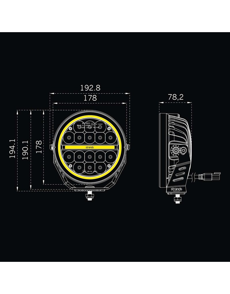 Strands Lighting Division Strands Siberia XP 7" LED Driving Light – White/Yellow Position Light – Xperience Mode