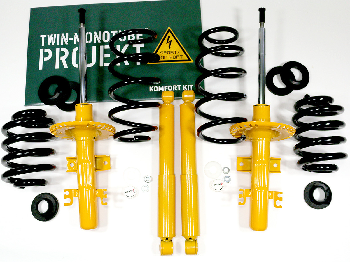 Kit de rehausse / Suspension complète réglable en dureté (VA et HA) KONI-ADJUST-SENSITIV-AT -KOMFORT (+35-40 mm) pour VW T5, T6 et T6.1 de TWIN MONOTUUBE PROJEKT