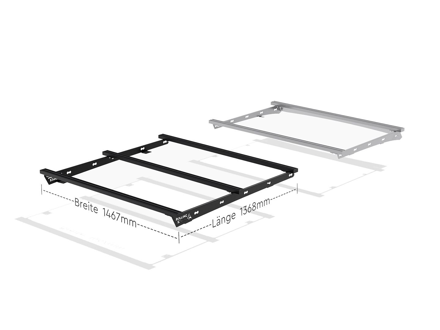 1/2 Basic Space Rack – le système de galerie de toit modulaire universel pour Ford Transit/Tourneo Custom type V710/NRN/NXN et VW Transporter T7 type MSN à empattement court