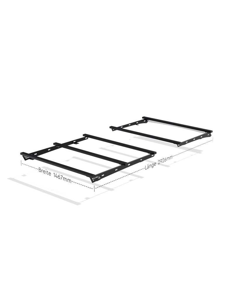 Basic Space Rack lang – modulares universelles Dachträgersystem für Ford Transit/Tourneo Custom (V710/NRN/NXN) & VW Transporter T7 (MSN) mit kurzem Radstand
