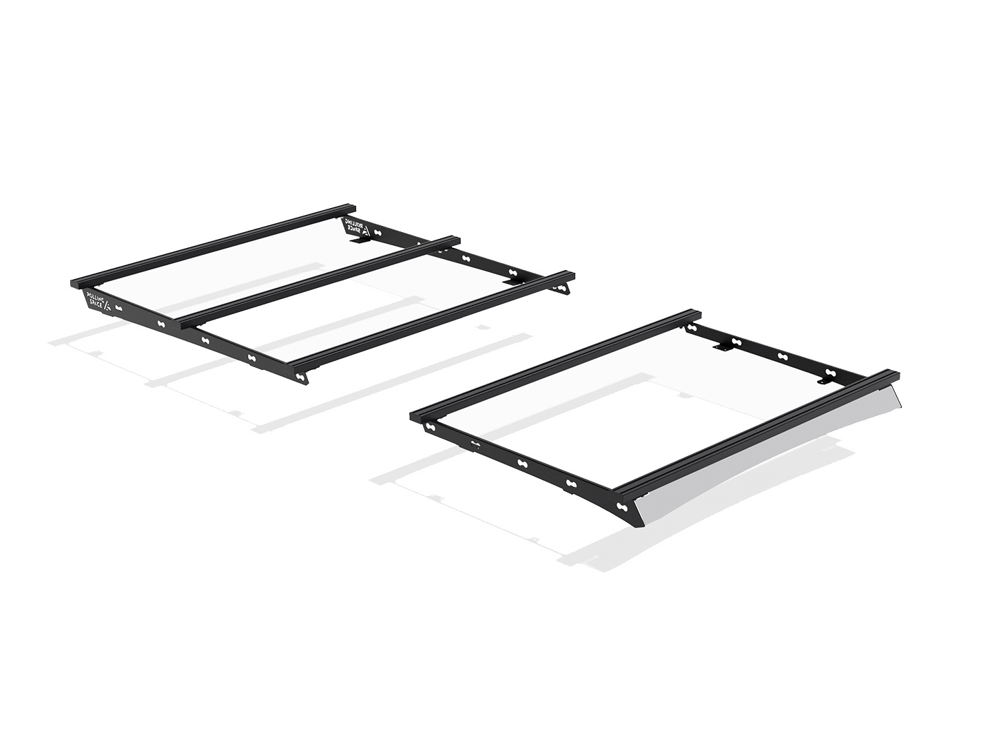 Basic Space Rack long – le système de galerie de toit modulaire universel pour Ford Transit/Tourneo Custom type V710/NRN/NXN et VW Transporter T7 type MSN à empattement court