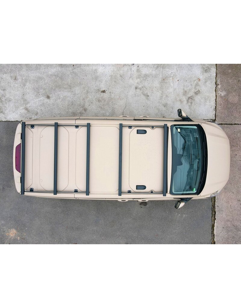 long Basic Space Rack – modular universal roof rack system for Ford Transit/Tourneo Custom (V710/NRN/NXN) & VW Transporter T7 (MSN) with short wheel base