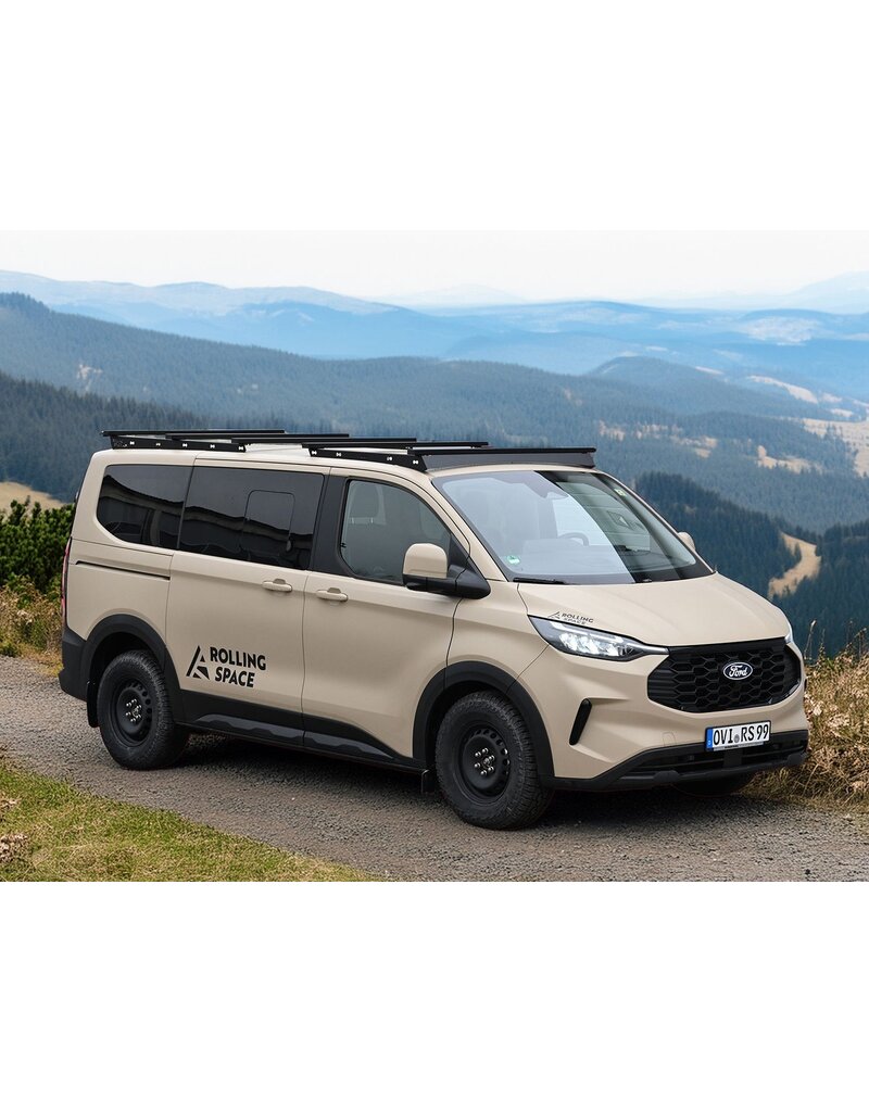 long Basic Space Rack – modular universal roof rack system for Ford Transit/Tourneo Custom (V710/NRN/NXN) & VW Transporter T7 (MSN) with short wheel base