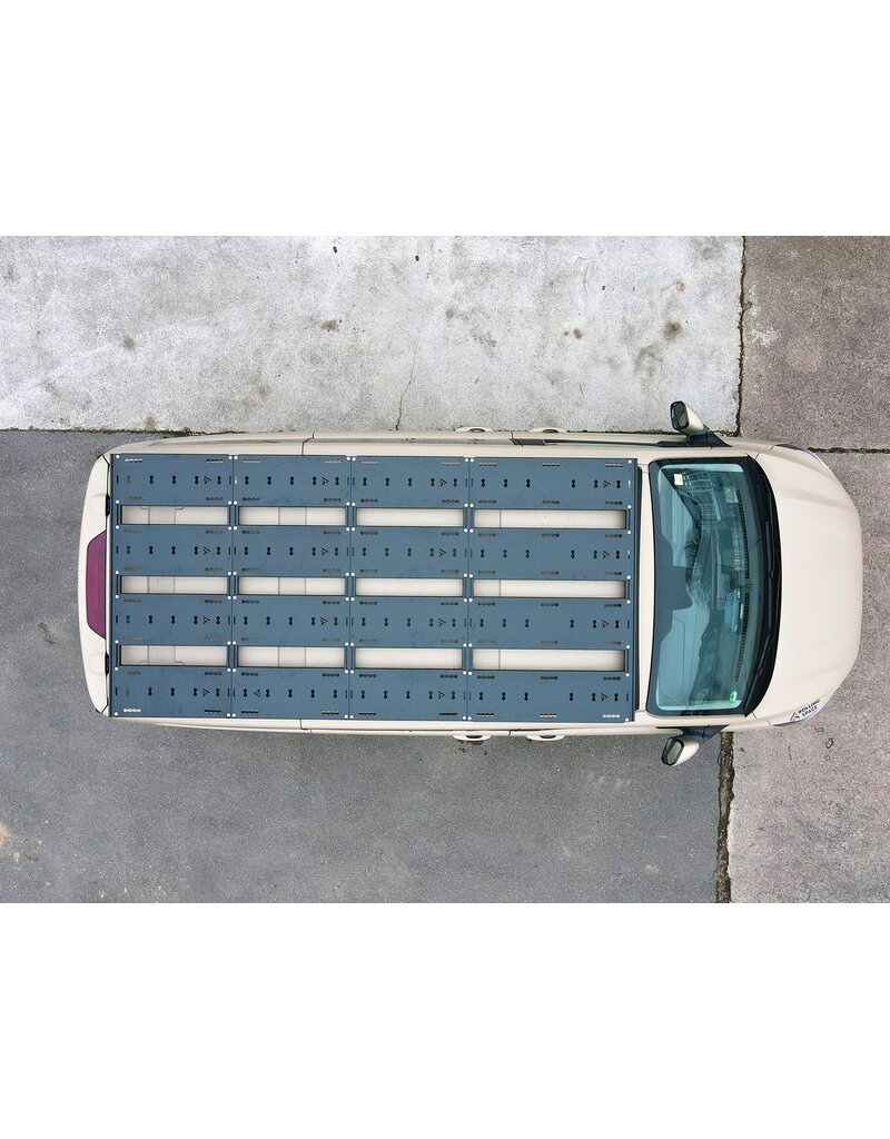 Space Rack Advanced long – le système de galerie de toit modulaire universel pour Ford Transit/Tourneo Custom type V710/NRN/NXN et VW Transporter T7 type MSN, empattement court