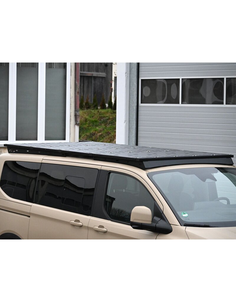 Space Rack PRO lang – modulares universelles Dachträgersystem für Ford Transit/Tourneo Custom (V710/NRN/NXN) & VW Transporter T7 (MSN) mit kurzem Radstand