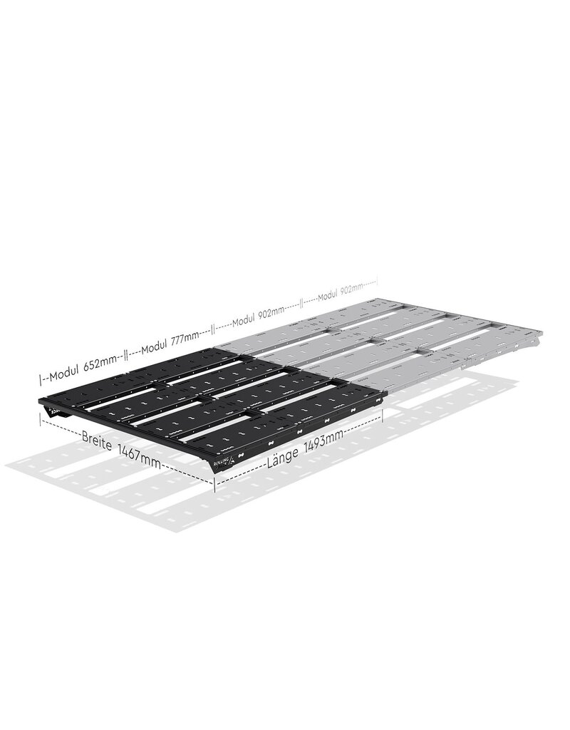 1/2 Space Rack Advanced – le système de galerie de toit modulaire universel pour Ford Transit/Tourneo Custom type V710/NRN/NXN et VW Transporter T7 type MSN à empattement long
