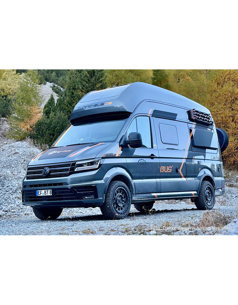 TWIN-MONOTUBE-PROJEKT-AT3-HD, 8,5x18’’ HEAVY DUTY SCHWERLAST ALUFELGE IN SEIDENMATT-SCHWARZ speziell für VW Crafter 2 (SY) + MAN TGE