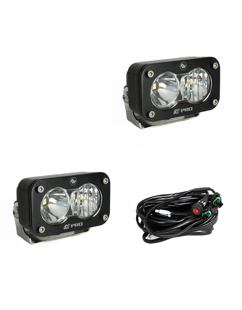 S2 Pro Black LED Auxiliary Light Pod Pair – Universal, by BAJA DESIGNS