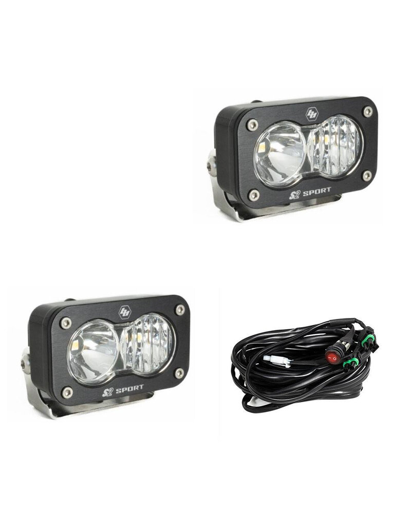 S2 Sport Black LED Auxiliary Light Pod Pair – Universal, by BAJA DESIGNS