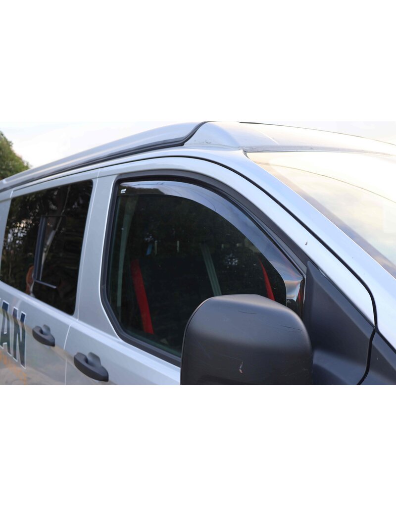 Rain/wind deflectors (pair) for Ford Transit Custom V710 (2024+) and VW T7 (2025+) , smoke gray