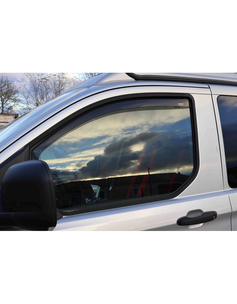 Rain/wind deflectors (pair) for Ford Transit Custom V710 (2024+) and VW T7 (2025+) , smoke gray