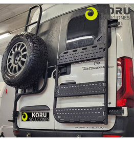 Universelles halbhohes Heckträgersystem für die rechte Tür zur Befestigung von Aluboxen, Fahrradträgern oder anderes Zubehör ; für FIAT DUCATO-CITROEN JUMPER -PEUGEOT BOXER-OPEL MOVANO C mit 180° Scharnieren